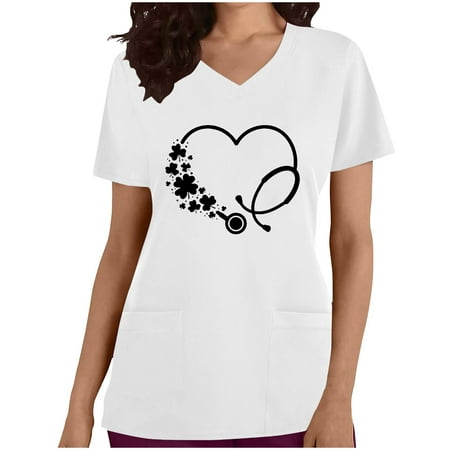 COFEST Women s Slim Fit Scrubs With Pockets Clearance Casual Tunic Summer Trendy V Neck Shirts Heart And Stethoscope Printed Tees Vintage Short Sleeve Tops Clothes 2023 White L
COFEST Women s Slim Fit Scrubs With Pockets Clearance Casual Tunic Summer Trendy V Neck Shirts Heart And Stethoscope Printed Tees Vintage Short Sleeve Tops Clothes 2023 White L