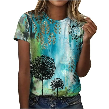 Blouse for Women Fashion Floral Print Crew Neck Shirt Comfy Short Sleeve Casual T-shirt Top Loose Soft Tunic Tee
Blouse for Women Fashion Floral Print Crew Neck Shirt Comfy Short Sleeve Casual T-shirt Top Loose Soft Tunic Tee