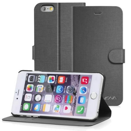 Apple iPhone 6 Plus Wallet Case - Vena [vSuit][Stand | Card Slots] Draw Bench PU Leather Flip Case Cover - Black