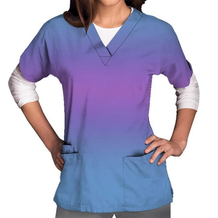 Akklian Women s Scrub Tops Short Sleeve V-Neck Tops Working Uniform with Pockets Gradient Shirts Summer Saving Clearance
Akklian Women s Scrub Tops Short Sleeve V-Neck Tops Working Uniform with Pockets Gradient Shirts Summer Saving Clearance