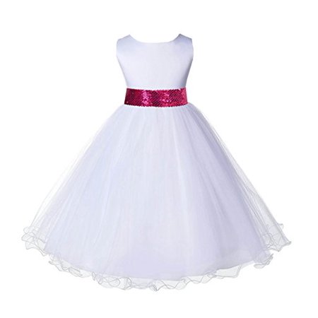 

Ekidsbridal White Tulle Rattail Edge Sequin Sash Formal Toddler Flower Girl Dresses Special Occasion Dresses Wedding Tulle Dresses Junior Bridesmaid Dresses Easter Summer Dresses Ball Gown 829mh