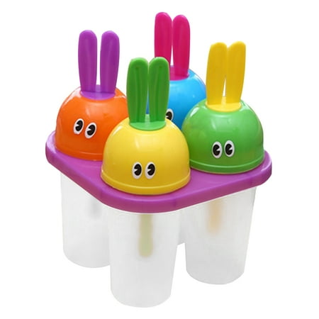 4 Grids Rabbit Head Ice Sticks Mold DIY Ice Molds Reusable Popsicle Maker Ice Cream Making Tool