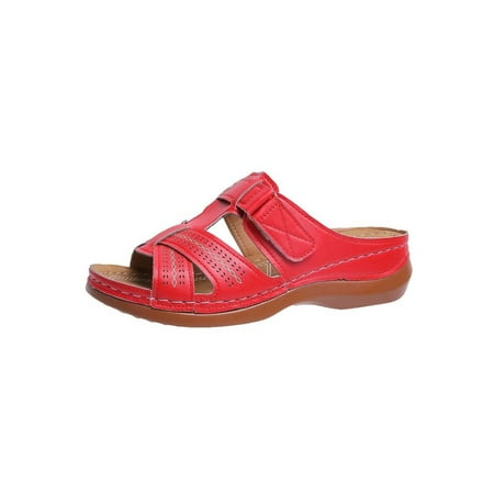 Lacyhop Women s Slides Sandal Peep Toe Backless Slip on Wedge Sandals Summer Shoes