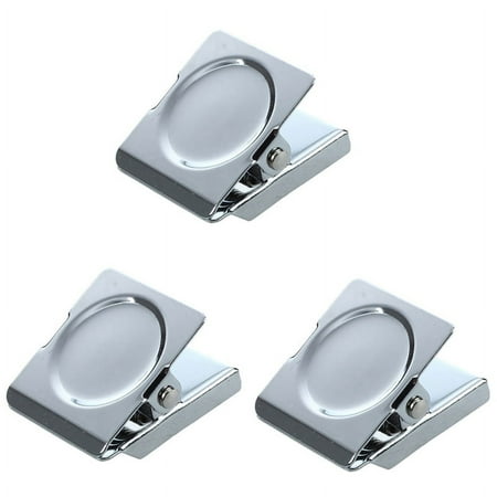 3X Silver Tone Spring Loaded Memo Ticket Magnetic Fridge Wall