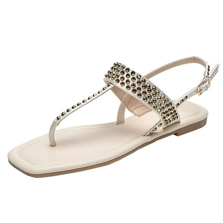 Jtckarpu Sandal Women Dressy Summer Flat Ankle Strap Non Slip Soles