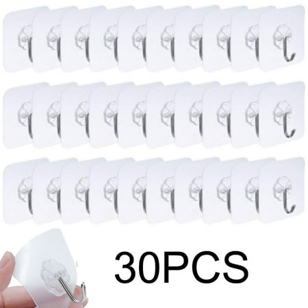 Adhesive Hooks 30 Pack 22lb(Max) Adhesive Wall Hooks Heavy Duty Self Adhesive Hooks for Kitchens Bathroom
Adhesive Hooks 30 Pack 22lb(Max) Adhesive Wall Hooks Heavy Duty Self Adhesive Hooks for Kitchens Bathroom