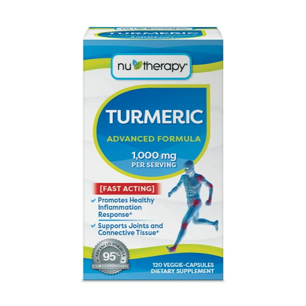 Nu-Therapy Turmeric Advanced Formula Dietary Supplement, Fast Acting, 120 Veggie Capsules, 1,000mg Turmeric Extract per Serving, 60 servings