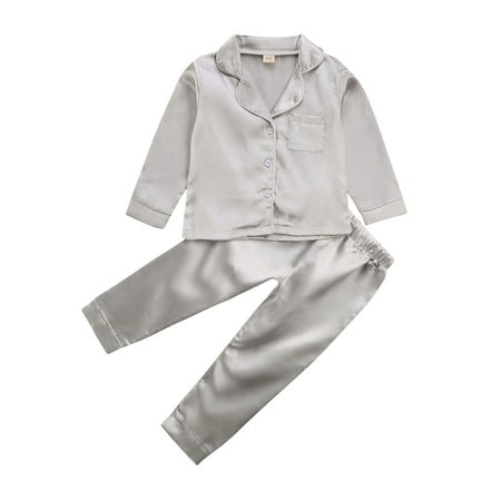 Toddler Kids Baby Boy Girl Satin Silk Pajamas Set Long Sleeve Button-Down Sleepwear PJs 2Pcs Pants Set
Toddler Kids Baby Boy Girl Satin Silk Pajamas Set Long Sleeve Button-Down Sleepwear PJs 2Pcs Pants Set