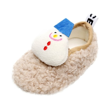 Christmas Cartoon Snowman Baby Boots Indoor Outdoor Soft Soled Toddler Shoes Plush Warm Baby Shoes