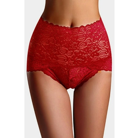 Women s Lace High Waist Panties See-Through Underwear Sheer Hipster Panty