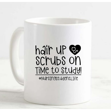 Coffee Mug Hair Up Scrubs On Time To Study! Nursing Student Life White Cup Funny Gifts for work office him her
Coffee Mug Hair Up Scrubs On Time To Study! Nursing Student Life White Cup Funny Gifts for work office him her