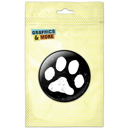 Paw Print Distressed Black White Refrigerator Button Magnet