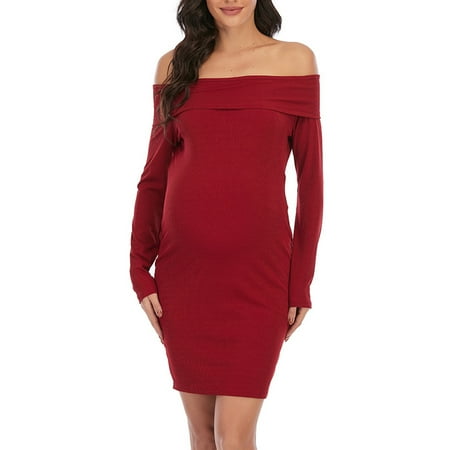 Pregnant Mom Gifts Women s Cold Shoulder Long Sleeve Solid Color Maternity Elegant Slim Dress
Pregnant Mom Gifts Women s Cold Shoulder Long Sleeve Solid Color Maternity Elegant Slim Dress