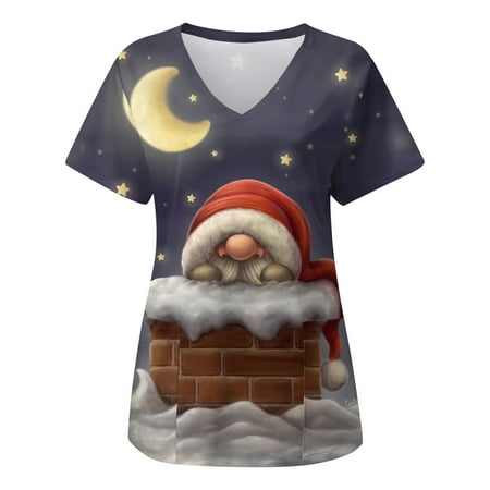 Christmas Shirts for Women Scrub Tops Loose-Fit Workwear Short Sleeve V-Neck Graphic Tees Casual Blouses Cute Tops with Pockets
Christmas Shirts for Women Scrub Tops Loose-Fit Workwear Short Sleeve V-Neck Graphic Tees Casual Blouses Cute Tops with Pockets