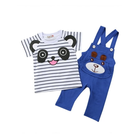 Infant Girls Boys 2Pcs Sets Cartoon Striped Short Sleeve T-Shirt Top Suspenders Trouser Outfit
Infant Girls Boys 2Pcs Sets Cartoon Striped Short Sleeve T-Shirt Top Suspenders Trouser Outfit