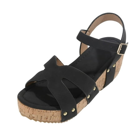 Quealent Adult Women Sandal Dress Sandals for Women Flat Ladies Fashion Retro Solid Leather Open Toe Buckle Wedge Heel Sandals Women Memory Foam Black 6.5
Quealent Adult Women Sandal Dress Sandals for Women Flat Ladies Fashion Retro Solid Leather Open Toe Buckle Wedge Heel Sandals Women Memory Foam Black 6.5
