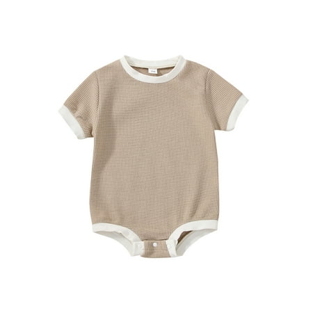 Chollius Newborn Baby Boy Girl Solid Color Crew Neck Short Sleeve Romper Knitted Waffle Triangle Crotch Snap Bodysuit
Chollius Newborn Baby Boy Girl Solid Color Crew Neck Short Sleeve Romper Knitted Waffle Triangle Crotch Snap Bodysuit