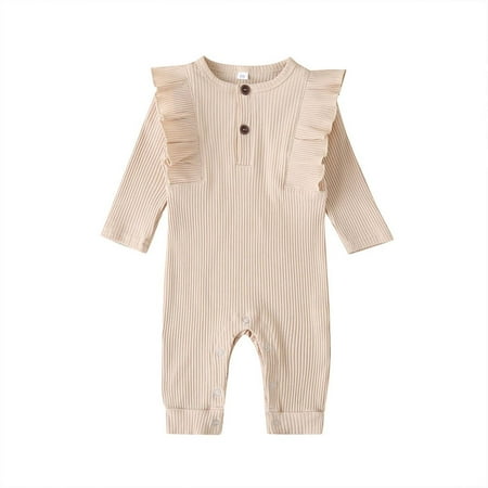 YWDJ Bodysuit Toddler Girls Ruffled One-piece Solid Color Romper Fashion Romper Beige 100
YWDJ Bodysuit Toddler Girls Ruffled One-piece Solid Color Romper Fashion Romper Beige 100