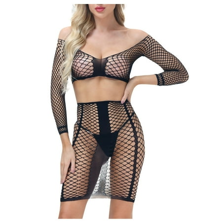 DNDKILG Nightwear Soft Lingerie Set for Women Sexy Off the Shoulder Bra and Panty Set Long Sleeve Fishnet 2 Pieces Lingerie Black One Size
DNDKILG Nightwear Soft Lingerie Set for Women Sexy Off the Shoulder Bra and Panty Set Long Sleeve Fishnet 2 Pieces Lingerie Black One Size