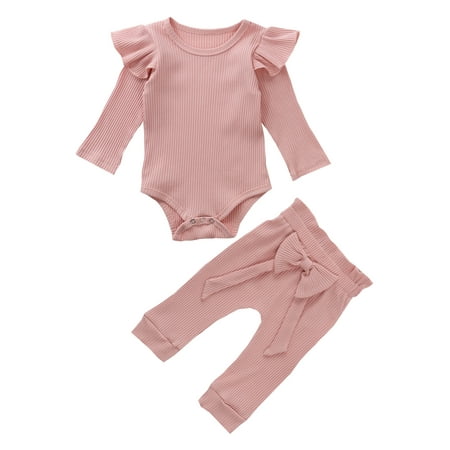 Canrulo Newborn Infant Baby Girl Fall Clothes Knitted Ruffle Long Sleeve Romper Bodysuit Bow Pants 2Pcs Outfits Pink 12-18 Months
Canrulo Newborn Infant Baby Girl Fall Clothes Knitted Ruffle Long Sleeve Romper Bodysuit Bow Pants 2Pcs Outfits Pink 12-18 Months