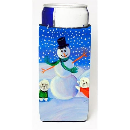 Snowman Bichon Frise Michelob Ultra bottle sleeves For Slim Cans - 12 oz.
