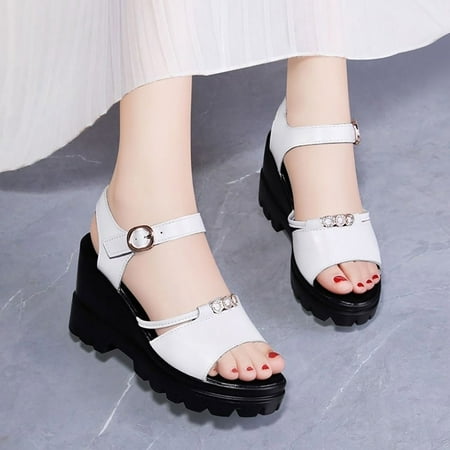 ZIZOCWA Square High Heels Wedge Summer Sandals for Women Solid Color Leather Buckle Thick Bottom Sandals Female Platform Beach Shoes White Size6.5
ZIZOCWA Square High Heels Wedge Summer Sandals for Women Solid Color Leather Buckle Thick Bottom Sandals Female Platform Beach Shoes White Size6.5