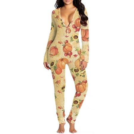 Avamo Women Halloween Pumpkin Print One Piece Pajama Union Suit Underwear Set Long Sleeve Romper Jumpsuit Sleepwear for Loungewear
Avamo Women Halloween Pumpkin Print One Piece Pajama Union Suit Underwear Set Long Sleeve Romper Jumpsuit Sleepwear for Loungewear
