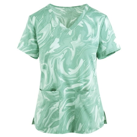 KSCYKKKD Women Scrubs Blouses with Pocket Print Short Sleeve Working Nurses Uniform Protective Clothing Shirts V-Neck Tops Green L
KSCYKKKD Women Scrubs Blouses with Pocket Print Short Sleeve Working Nurses Uniform Protective Clothing Shirts V-Neck Tops Green L