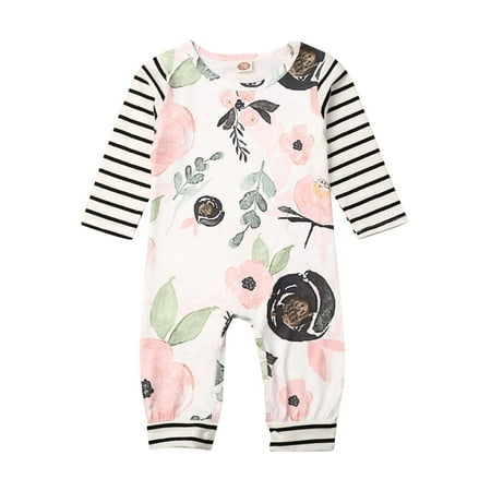 Baby Girl Boy Cotton Printed Long-Sleeve Bodysuit Romper