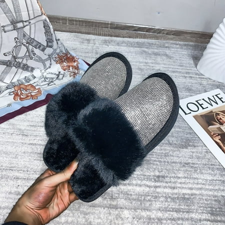 MRULIC slippers for women Outdoor Women Plush Rhinestone Wool Drag Warm Slippers And Comfortable Flat Shoe house slippers for women Black + US:8.5
MRULIC slippers for women Outdoor Women Plush Rhinestone Wool Drag Warm Slippers And Comfortable Flat Shoe house slippers for women Black + US:8.5