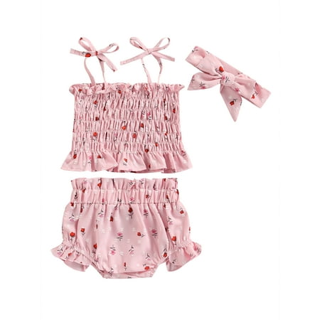 Canrulo Infant Baby Girl Summer Clothes Boho Sleeveless Ruffle Floral Crop Top Shorts Set with Headband Outfit Pink 6-9 Months
Canrulo Infant Baby Girl Summer Clothes Boho Sleeveless Ruffle Floral Crop Top Shorts Set with Headband Outfit Pink 6-9 Months