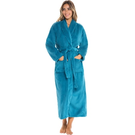 Alexander Del Rossa Womens Bathrobe Ocean Depth Green XS