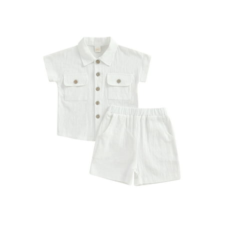 Sunisery Toddler Kids Boys Summer Shorts Outfits Turn-Down Collar Short Sleeve Shirts Elastic Waist Shorts 2Pcs Sets White 2-3 Years
Sunisery Toddler Kids Boys Summer Shorts Outfits Turn-Down Collar Short Sleeve Shirts Elastic Waist Shorts 2Pcs Sets White 2-3 Years