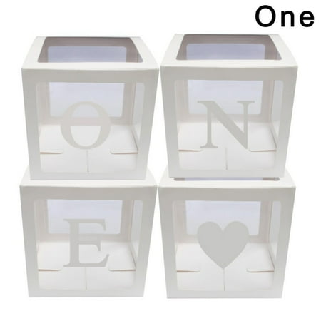 4Pcs/Set Baby Shower Party Decor Balloon Box Transparent Cardboard Box Xmas Gift