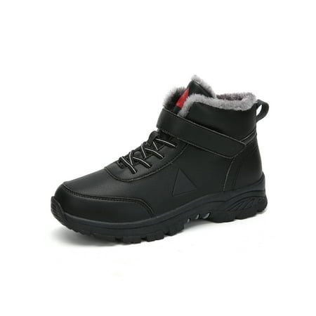 Couple Walking Cotton Shoes Hook and Loop Winter Faux Fur Lining Warm Non-slip Waterproof Winter Shoes For Men And Women