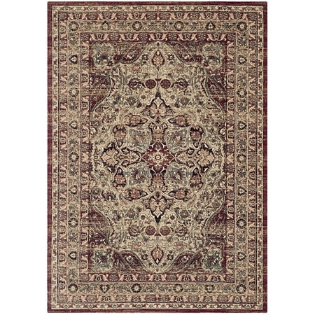 Safavieh Lavar Kerman Collection LVK601B Traditional Cream and Red Cotton Area Rug (6' 7" x 9') (6' 7" x 9')