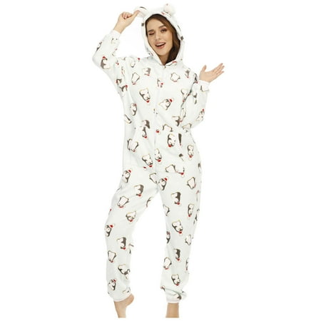 Moxiu Womens Fuzzy Romper Pajamas Winter Cute Penguin Print Zipper Pockets Jumpsuit Plush Slim Fit Ear Hooded Lounge Sets
Moxiu Womens Fuzzy Romper Pajamas Winter Cute Penguin Print Zipper Pockets Jumpsuit Plush Slim Fit Ear Hooded Lounge Sets