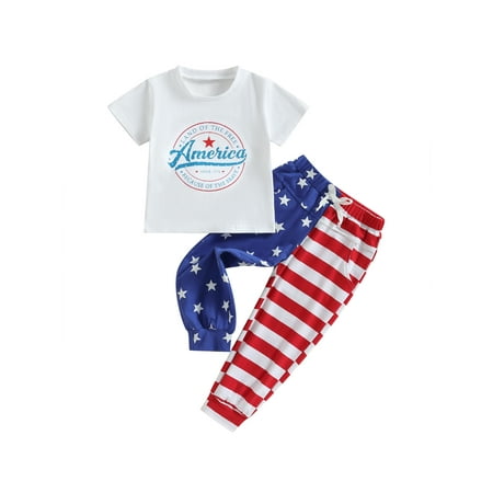 4th of July Toddler Baby Boys Girls Clothes Letter Print Short Sleeve T-Shirts and Stars Stripe Pants Set Summer Outfits
4th of July Toddler Baby Boys Girls Clothes Letter Print Short Sleeve T-Shirts and Stars Stripe Pants Set Summer Outfits
