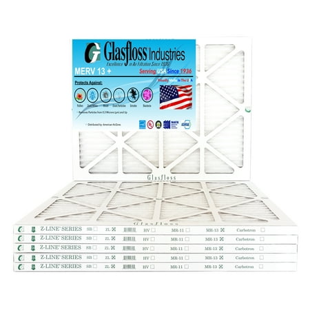 Glasfloss 24x30x1 - MERV 13 -Qty:6 - Furnace Air Filter - Made in USA (Actual Size: 23.5 x 29.5x7/8 inch)
Glasfloss 24x30x1 - MERV 13 -Qty:6 - Furnace Air Filter - Made in USA (Actual Size: 23.5 x 29.5x7/8 inch)