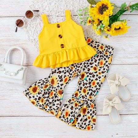PatPat 2pcs Baby Girl Solid Ruffle Hem Tank Top and Sunflower & Leopard Print Flared Pants
PatPat 2pcs Baby Girl Solid Ruffle Hem Tank Top and Sunflower & Leopard Print Flared Pants