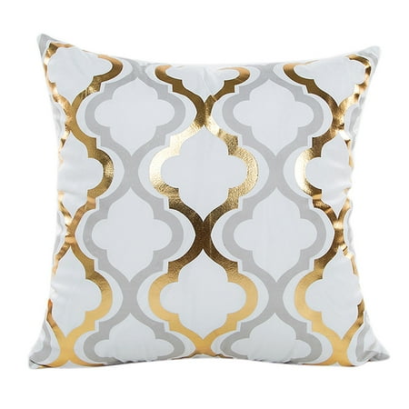 Gold Foil Printing Pillow Case Sofa Waist Throw Cushion Cover Home Decor