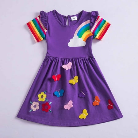 WHLBF Summer Girls Dress Pure Cotton Rainbow Fabric Flower Embroidered Dress Purple 4-5 Years(4-5 Years)
WHLBF Summer Girls Dress Pure Cotton Rainbow Fabric Flower Embroidered Dress Purple 4-5 Years(4-5 Years)