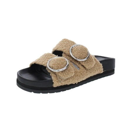 Marc Fisher Womens Keena 2 Faux Fur Textured Flatform Sandals
