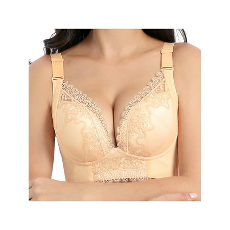 Agnes Orinda Women s Full Coverage Wirefree 6-Hook Lace Trim Adjustable Straps Comfort Bra