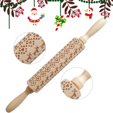 Christmas Wooden Rolling Pin 3d Embossed Engraved With Motifs Used For Baking Biscuits
Christmas Wooden Rolling Pin 3d Embossed Engraved With Motifs Used For Baking Biscuits