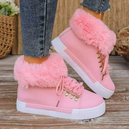 Women Platform Lace Up Warm Fur Lined Sneakers Flat Ankle Boots Winter Women s Snow Boots Short Barrel Plus Size Thickened Boots for Cold Weather
Women Platform Lace Up Warm Fur Lined Sneakers Flat Ankle Boots Winter Women s Snow Boots Short Barrel Plus Size Thickened Boots for Cold Weather