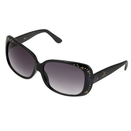 Ladies Black Plastic Full Rim Frame Square Lens Sunglasses ...