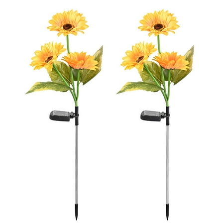 2 PCS Simulation Sunflower LED Solar Garden Lights Outdoor IP65 In-Ground Lamp