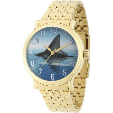 Discovery Channel Shark Week Men's Gold Vintage Alloy Watch, Gold Stainless Steel Bracelet