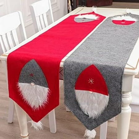 

Christmas Table Runner Classic-Kitchen Dining Table Decor Fall Table Runner Fireplace Scarf Gnomes Table Cloth Red